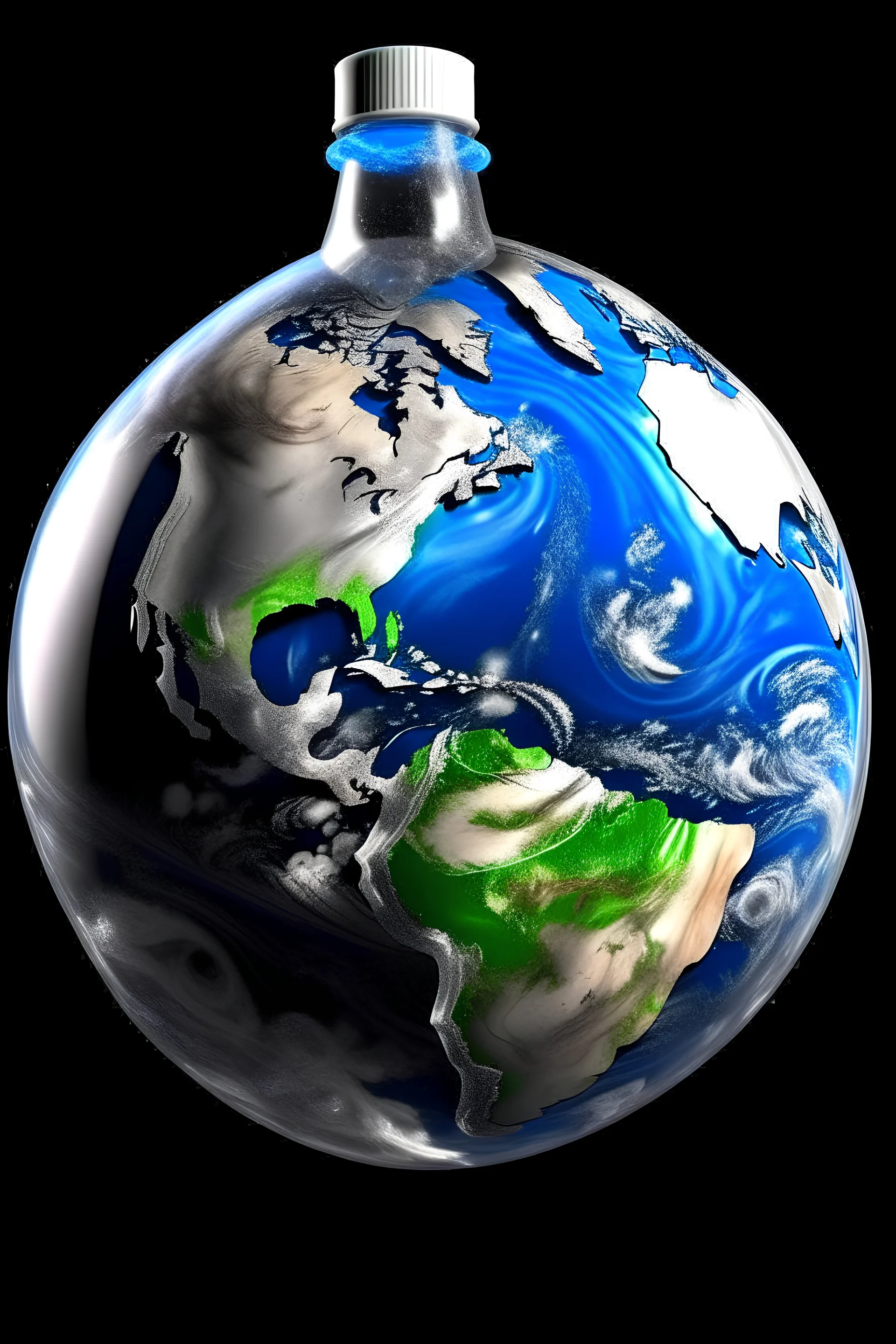 Earth made by plastic bottles and plastic pollution. Photo taken from space. Hyper-Realistic.