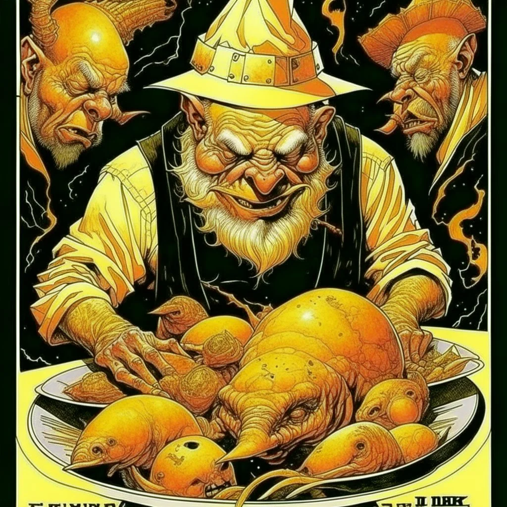 Album art for TEXT="PRAISE THE LARD" by Ray Watts; by Derek Riggs, concept art, highly detailed, color pen illustration, by Dave McKean.