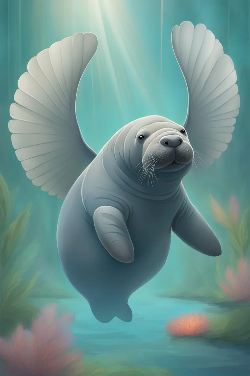 a manatee with wings