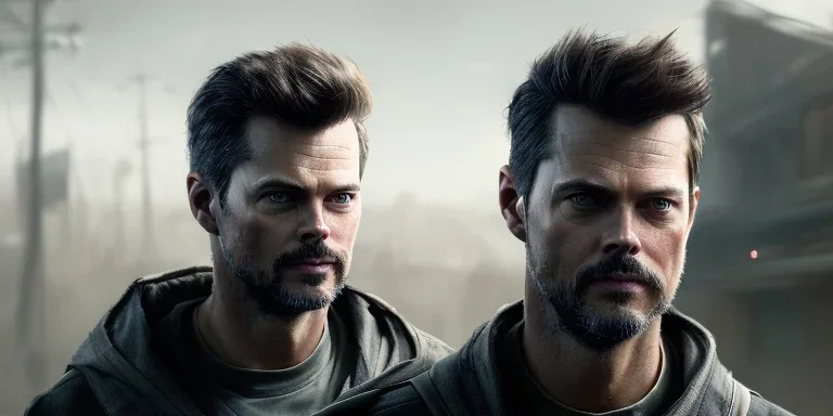 portrait, Handsome The Callisto Protocol Josh Duhamel, post-apocalyptic in a cyberpunk city, realistic, intriacte detail, sci-fi fantasy style, volumetric lighting, particales,highly detailed,cinamatic, deep