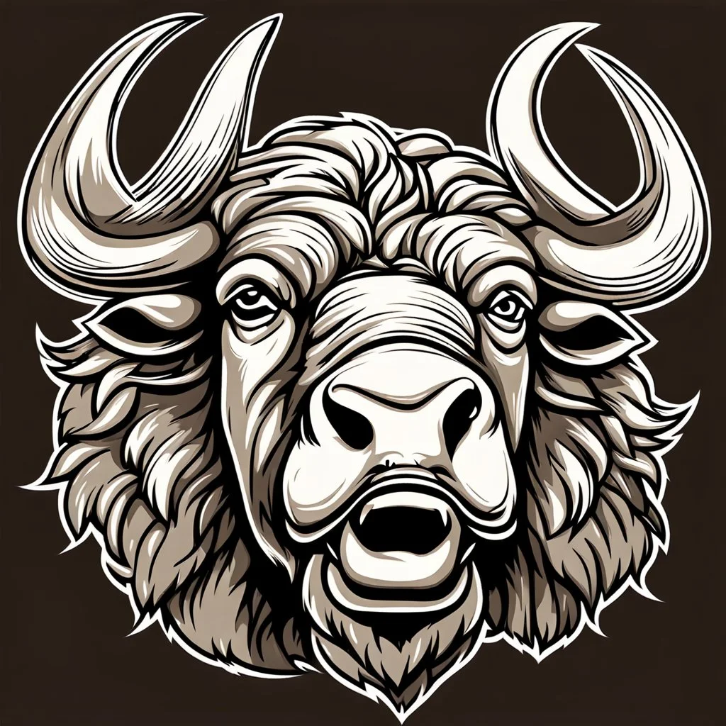 head and shoulders of a buffalo, sports mascot style