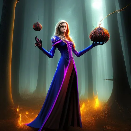  Woman witch in the dark forest