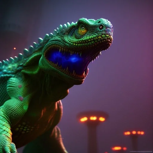 Reptile like radioactive creature,Ultraviolet dimension, unreal engine 5, 8k resolution, attractive, realistic, ultra detailed