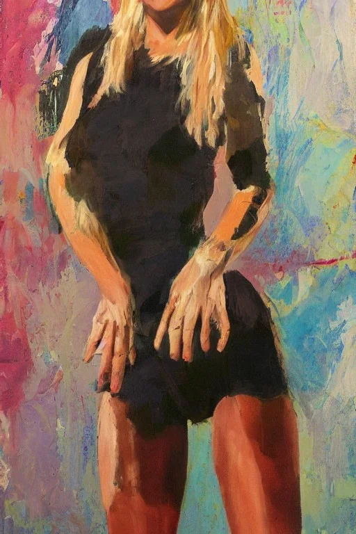 Full body portrait, painting, medium shot lady style of Vashti Harrison