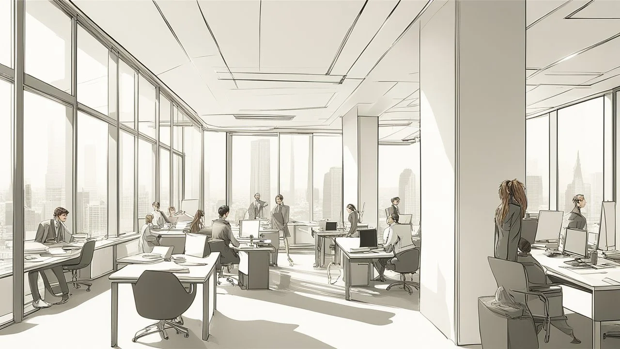 Certainly, here is a more detailed description of the ideal image for the article about "Successful Recruitment Strategies in the Business World" in English: The image features a well-lit, modern office space with large windows that provide ample natural light. The room is filled with a diverse group of employees who are engaged in various activities that reflect a dynamic work environment. In the foreground, a conference table is visible, where a team of professionals is gathered for a recruit
