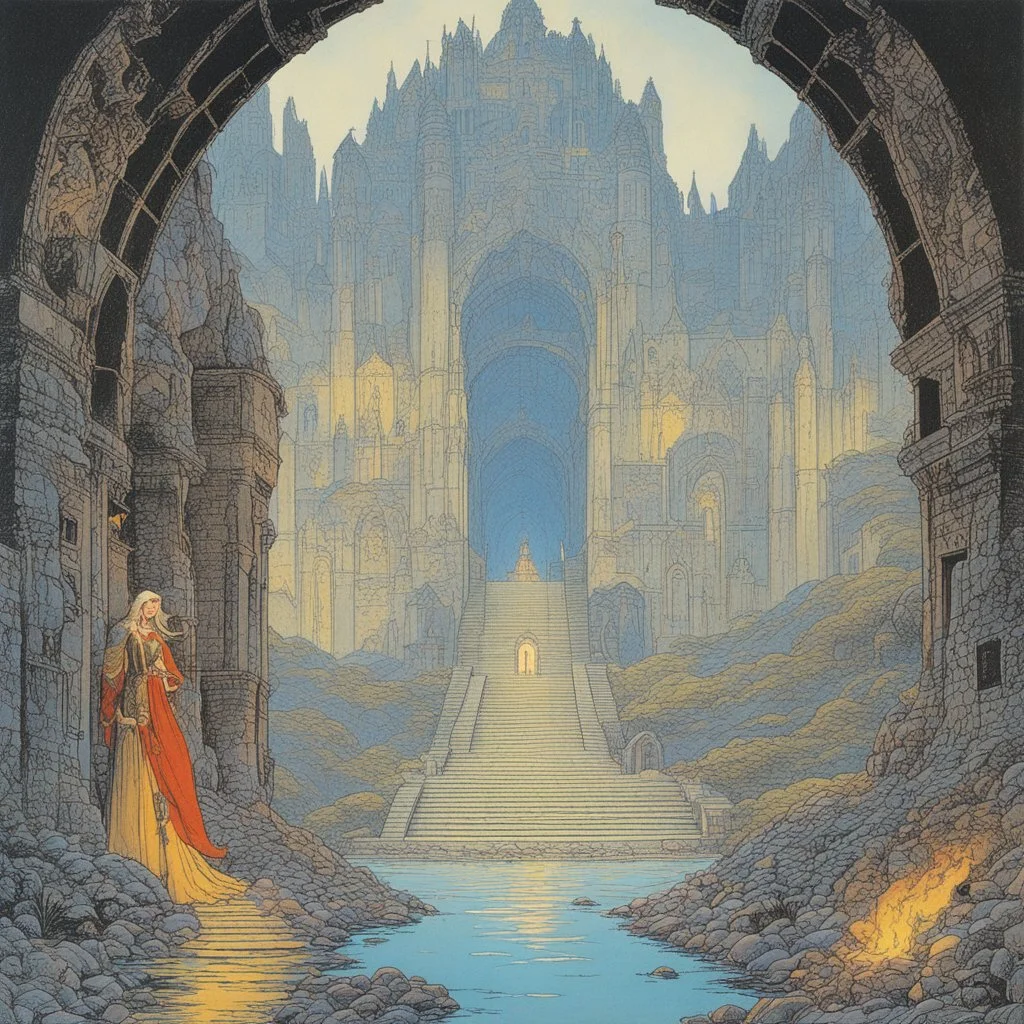 [art by Moebius: cover of dungeon and dragons module B3] palace of the silver princess, by Tom Moldvay and Jean Wells (1981) introduction module for characters levels 1-3