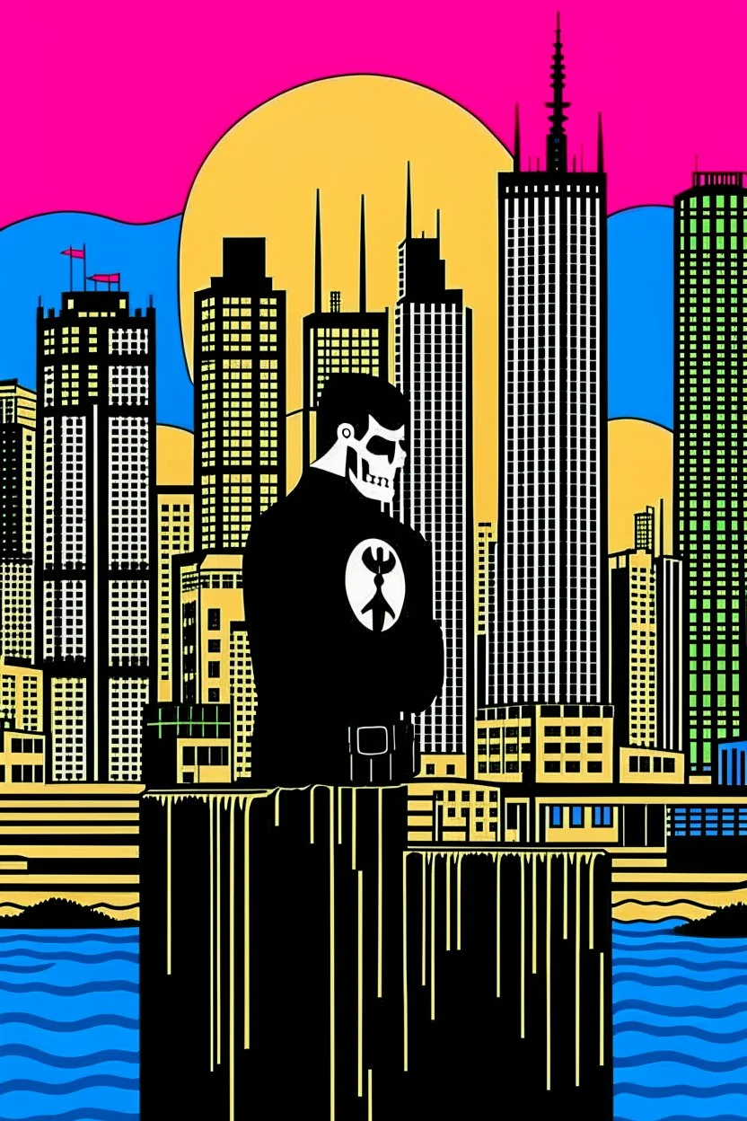 punisher sku;; CITY beach hideout in the style of Hiroshi Nagai