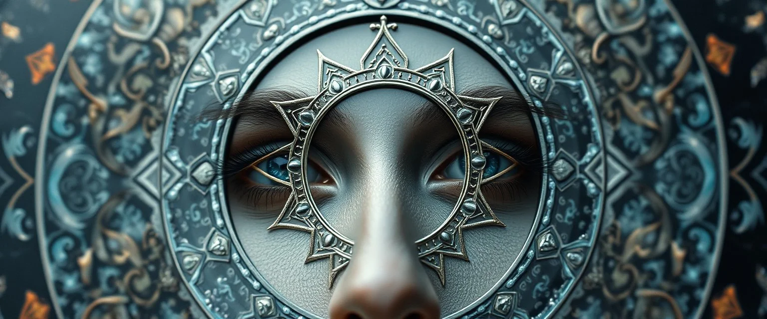 close up portrait of a double mirror soul gate oracle