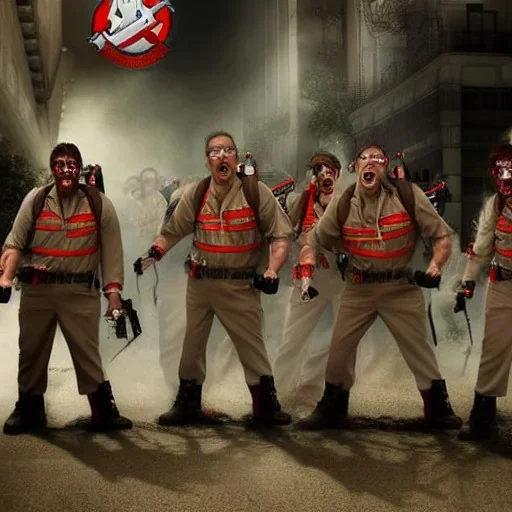 imagine an epic photo of zombie ghostbusters, ultra realistic, cinematic