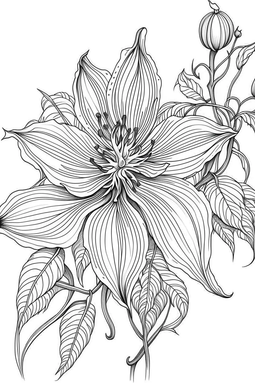 coloring book image of clematis