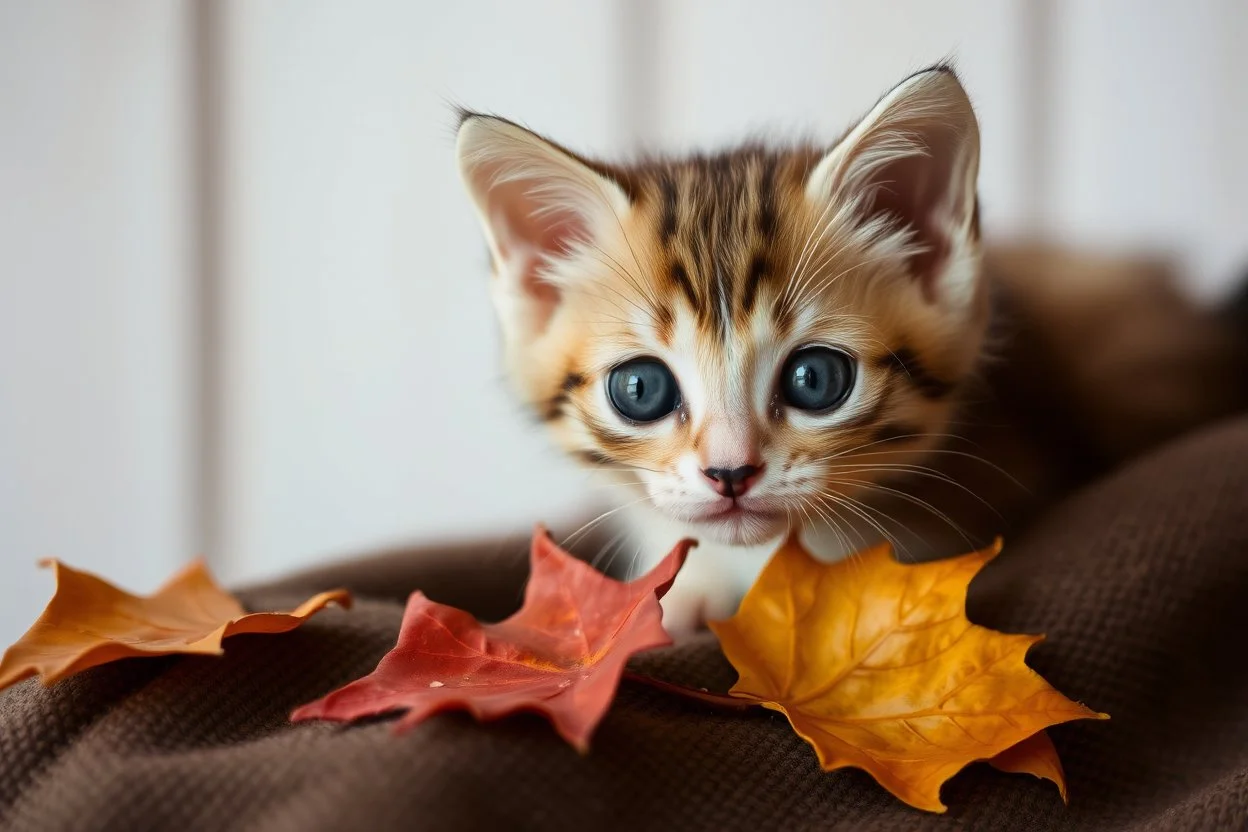 closeup, teacup kitten for autumn