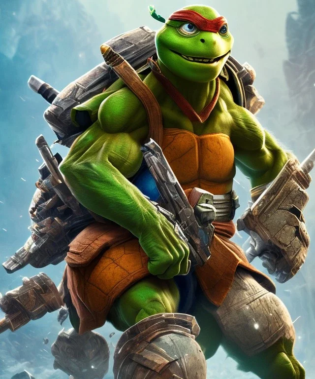 Teenage Mutant Ninja Turtle leonardo, fierce pose, full body close up, soft light atmosphere, light effect，vaporwave colorful, concept art, smooth, extremely sharp detail, finely tuned detail, ultra high definition, 8 k, unreal engine 5, ultra sharp focus