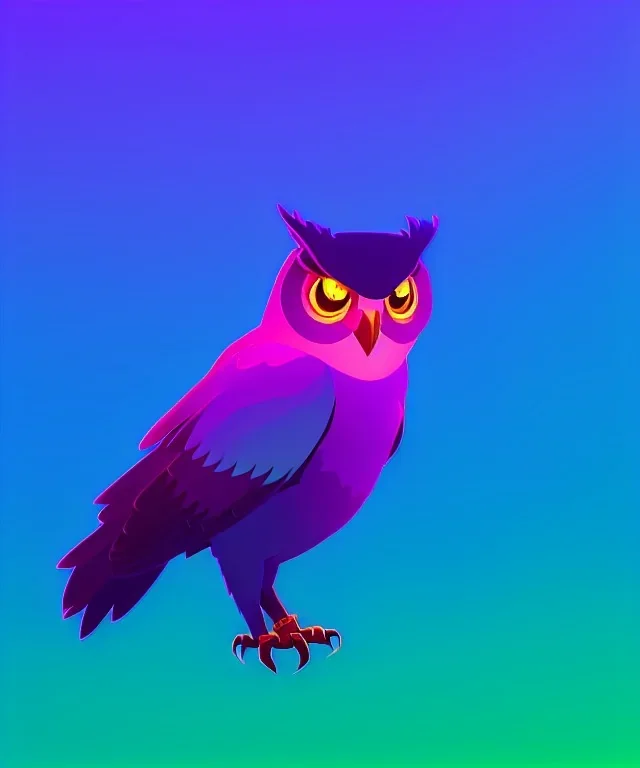 friendly, full body owl gradient, one color background