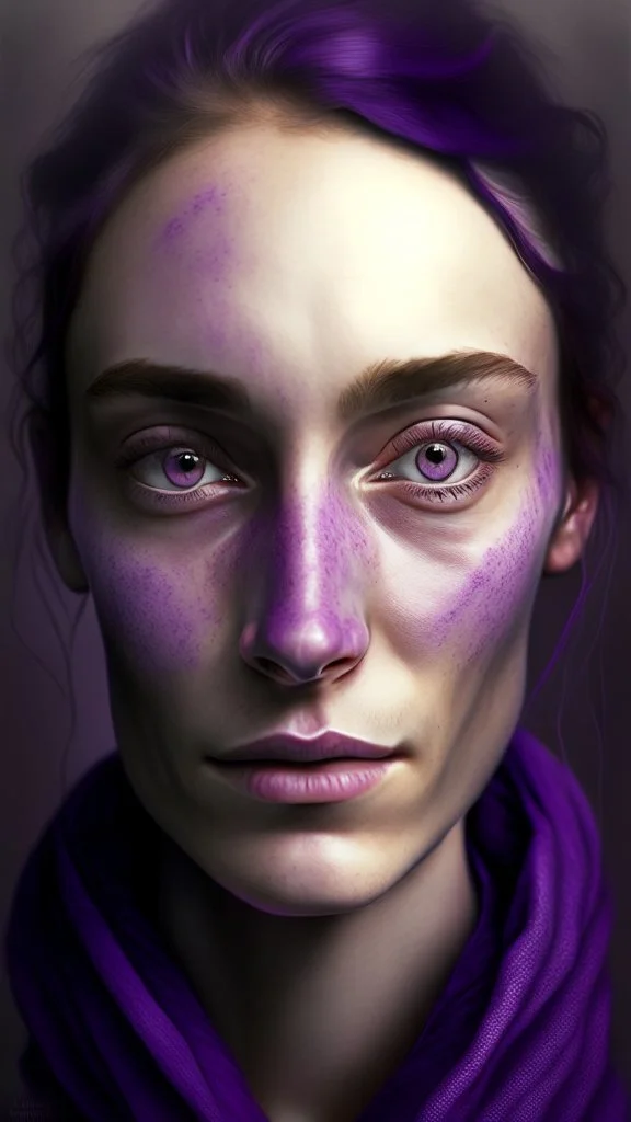 human portrait ultra realistic, purple colors