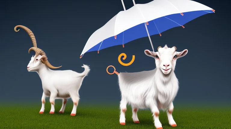 Goat holding a cisco branded umbrella in the AWS cloud