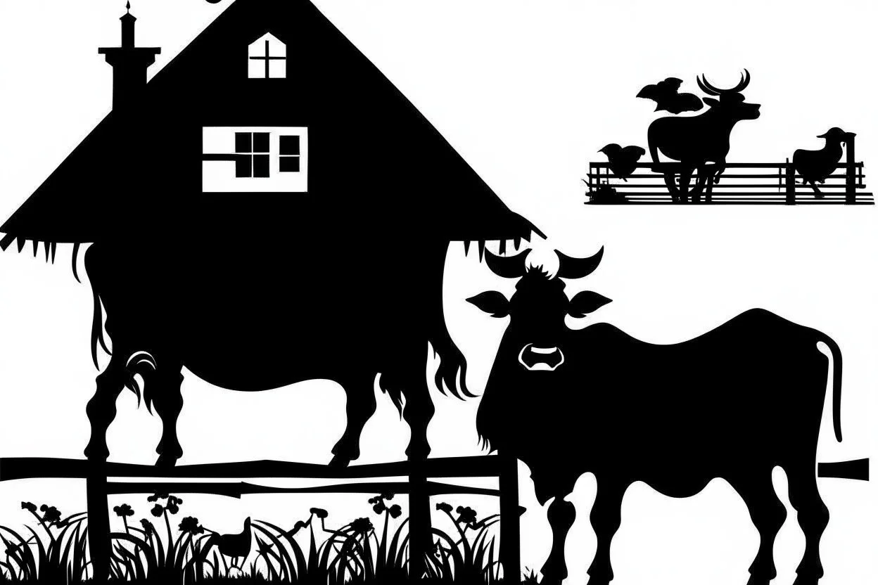 animal farm clipart style simple stencil