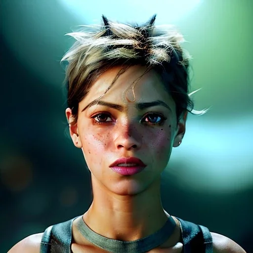 Shakira, 40 years old, artist, Realistic image, waist up portrait. eyes make up, perfect, glow, circle iris. concept art, smooth, unreal engine 5, god lights, ray tracing, RTX, lumen lighting, ultra detail, volumetric lighting, 3d, finely drawn, high definition, 4k.