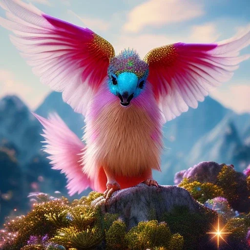 super cute fantasy creature, cute big circular reflective eyes, galactic glitter background, delicate colors, ultra detailed, smooth, light effect，vaporwave colorful, smooth, extremely sharp detail, finely tuned detail, ultra high definition, 8 k, unreal engine 5, ultra sharp focus