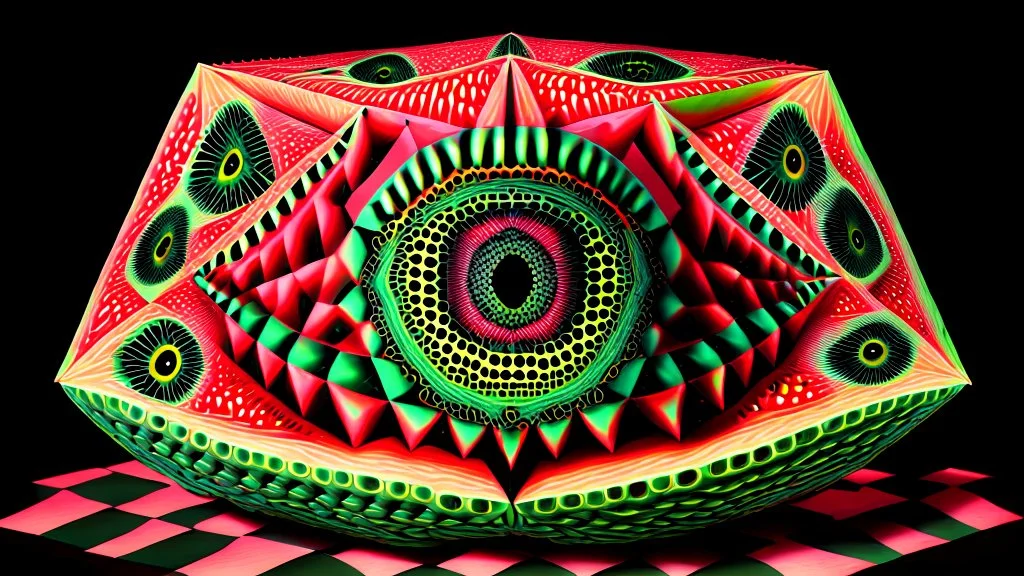 impossible octaedric jeweled paradox geometry recursive watermelon with many eyes