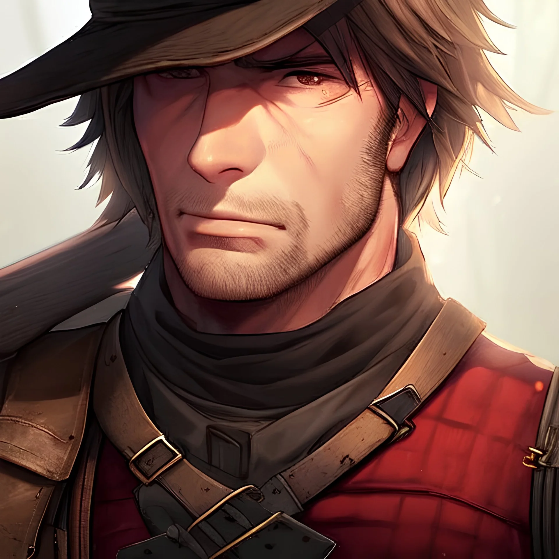 a Portrait of Clint Eastwood as a red dead redemption game character