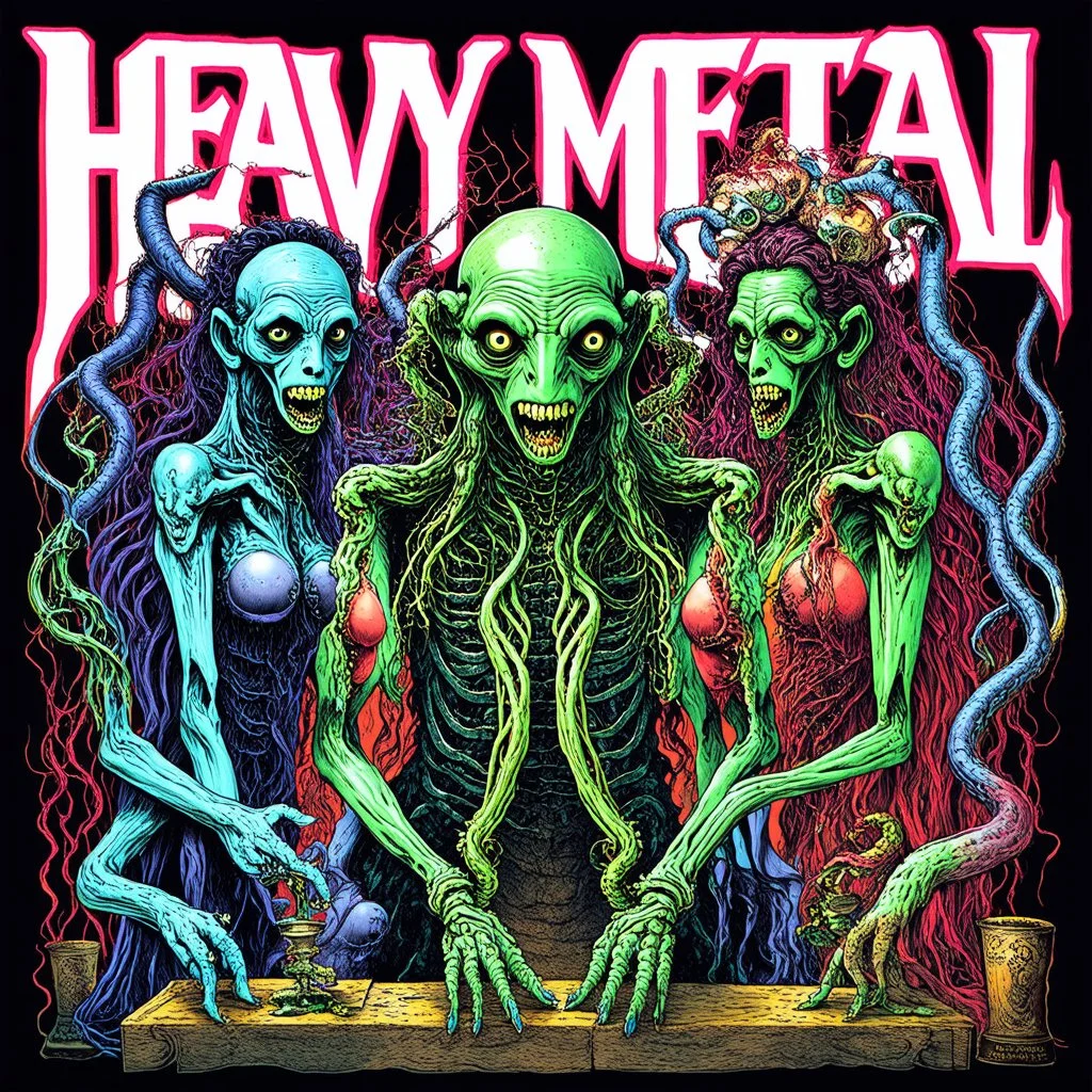 Heavy Metal Album Cover, mingling mephitic deities, intestinal biomechanical tangles, Lovecraftian nightmare, pastel colors, biomechanical eldritch aesthetic. By Andy Singer, by Stephen Gammell, by Ed Reinhardt, by H.R. Giger, color ink illustration, creepy, eerie, scary colors, octane render, opulent shadows, by Victor Pasmore