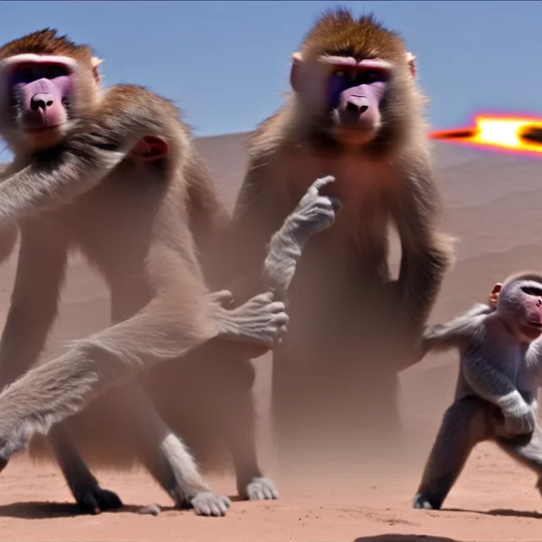 photo, jedi Elon Musk shooting baboons