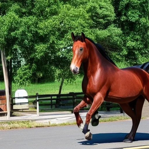 horse riding a car