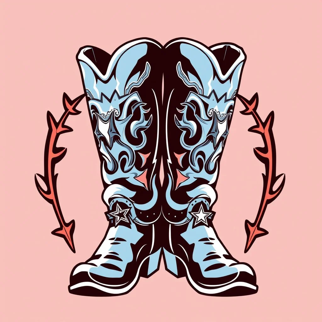 cowboy boots with spurs, graphic element clip art vector
