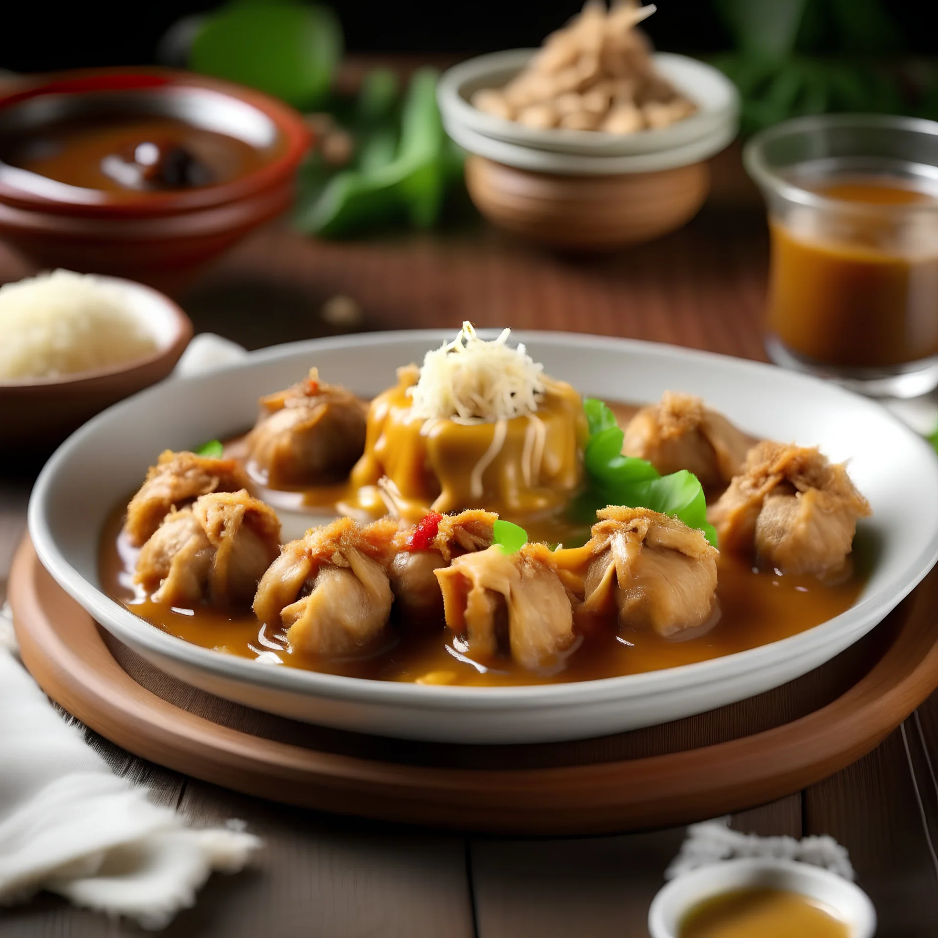 Indonesian traditional siomay with peanut sauce