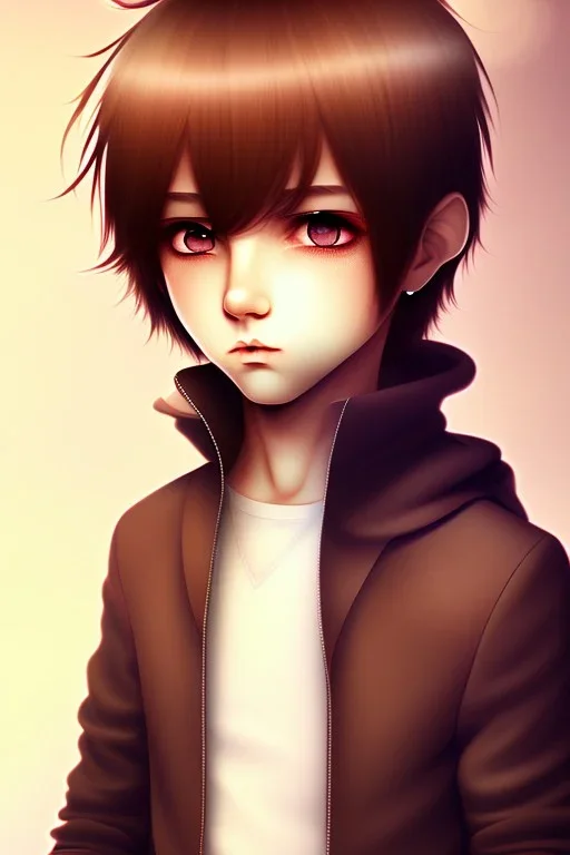 Shota, cute, brown hair, portrait, shy, blushing