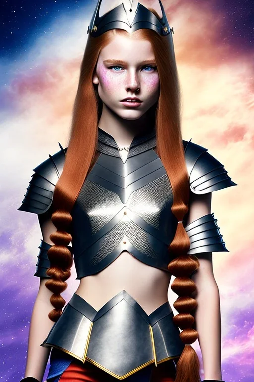 (strikingly beautiful 16 year old charming teen girl:1.2) with (long ginger hair:1.1) and (freckles:1.2) wearing (skimpy leather fantasy armour with halter top and thong:1.3) and (medium cleavage:1.2), tracing, ambient light, highres, (hyperrealistic:1.2), (perfect face:1.1) intricate (high detail:1.1) body, beautiful detailed eyes, plump lips, fantasy theme, Model hash: ddc3021b