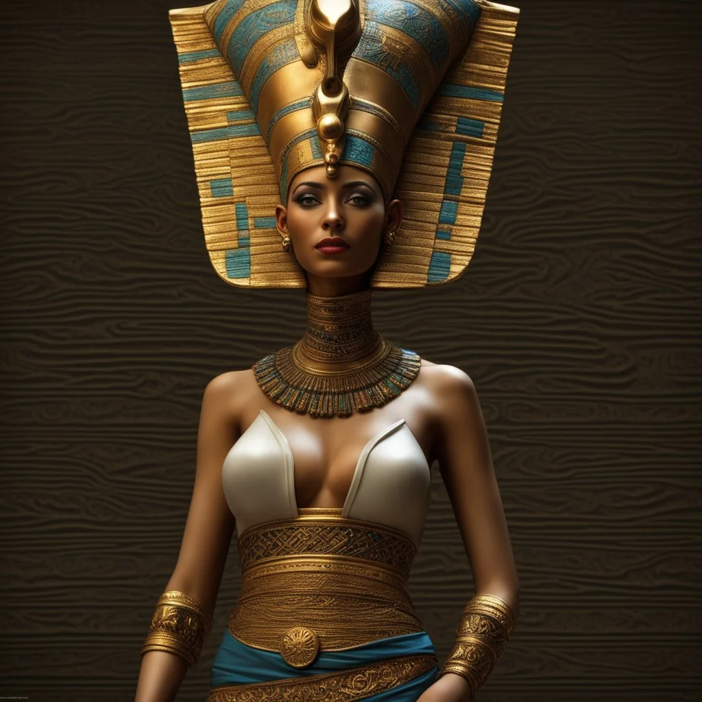 Behold the powerful alluring and pretty egiptian nefretiti, her body adorned with the traditional egiptian costumes, HDR, beautifully shot, hyperrealistic, sharp focus, 64 megapixels, perfect composition, high contrast, cinematic, atmospheric, moody