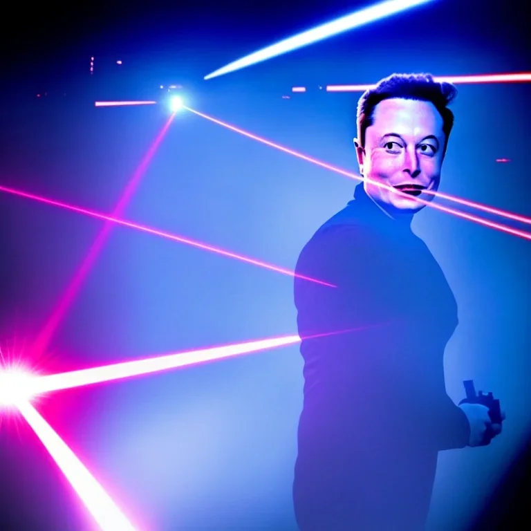 photo, laser guns, elon musk running