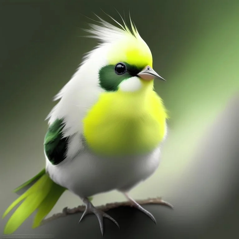 A cute yellow head, white belly, black and green wings bird, avatar