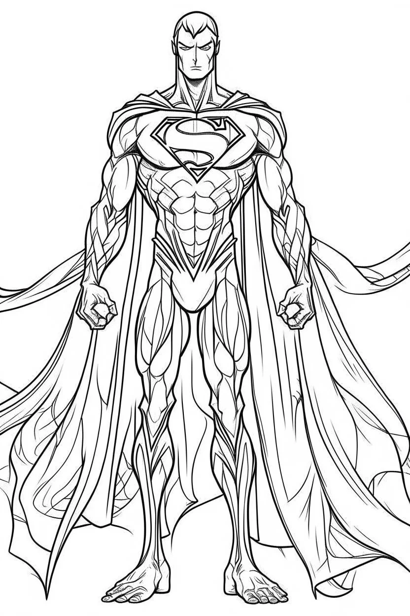 outline art An evolved Superman.Slender Man.cinematic lighting, high resolution 3D render art coloring pages with witch, white background, Sketch style, full body, use outline, Mandala style, clean line art, white background, no shadows and clear and well