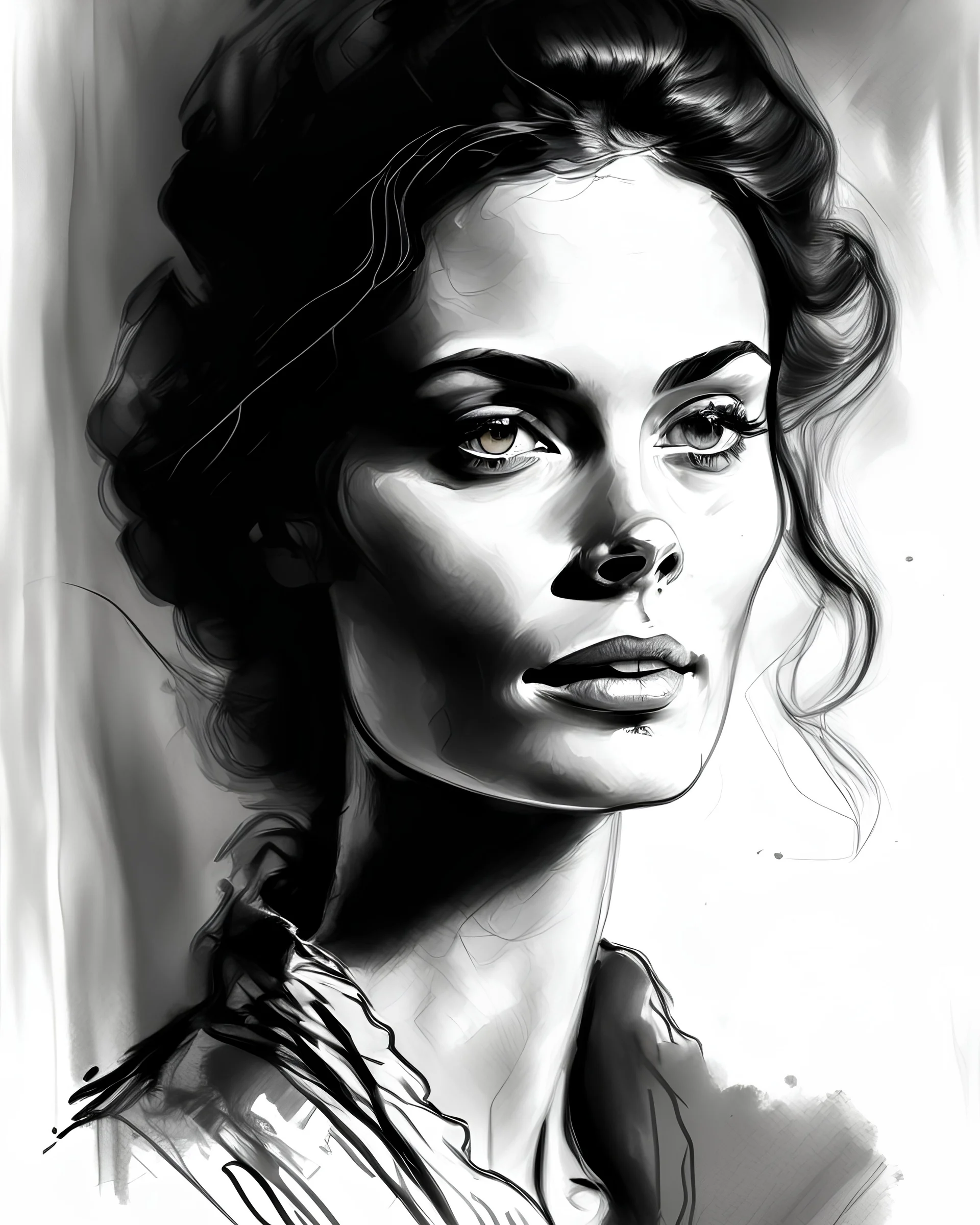 A woman portrait in the style of a drawing
