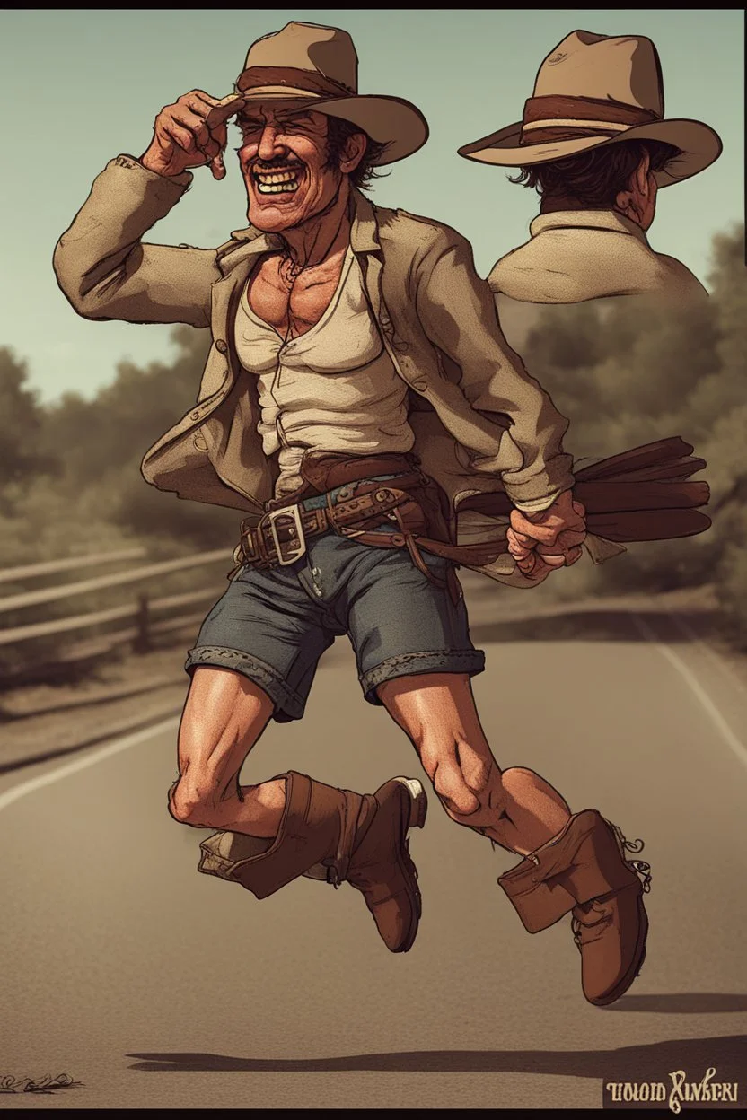 drunk runner without cloth old cowboy