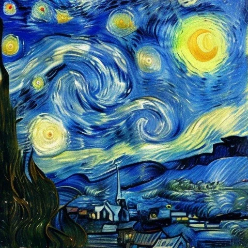 Drawing of the sea at night Vincent van Gogh style