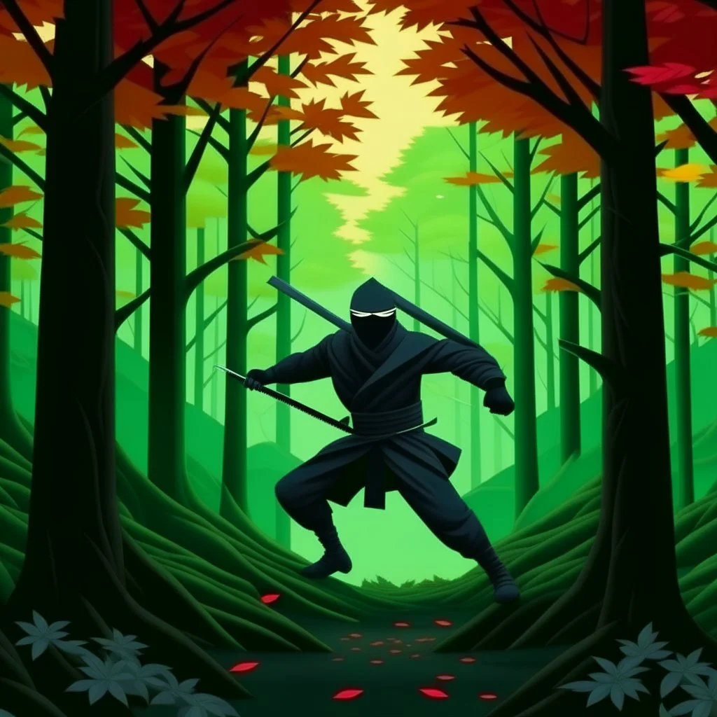 Ninja art full body in they forest