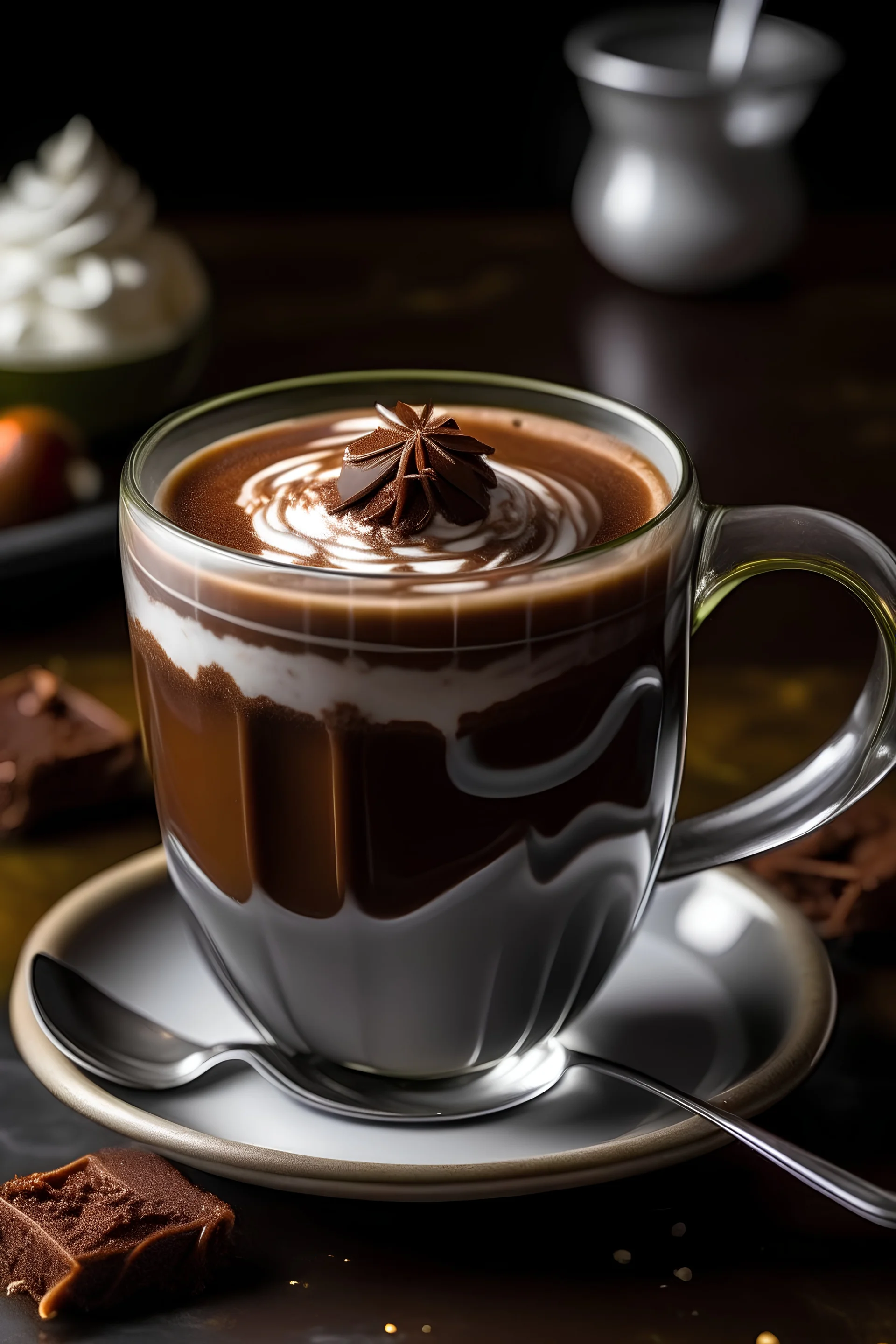 Hot chocolate in glass