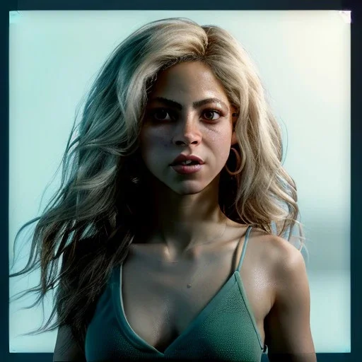 Shakira, 40 years old, artist, Realistic image, waist up portrait. eyes make up, perfect, glow, circle iris. concept art, smooth, unreal engine 5, god lights, ray tracing, RTX, lumen lighting, ultra detail, volumetric lighting, 3d, finely drawn, high definition, 4k.