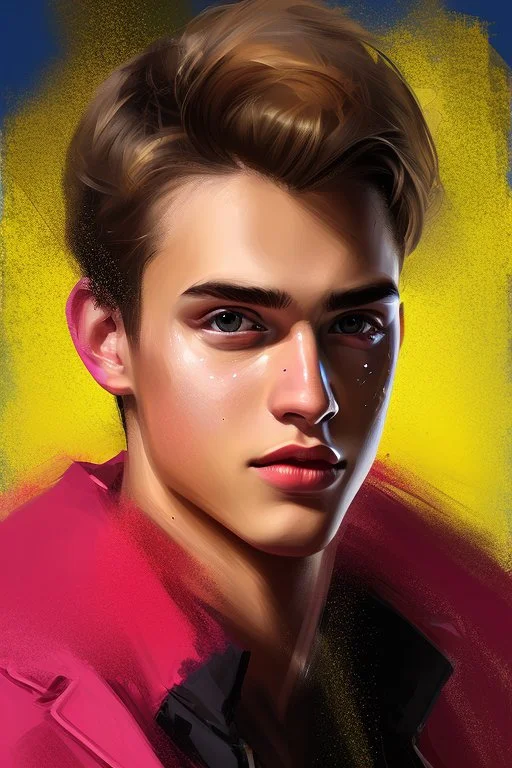 Extremely rich young guy portrait with pride paint in face