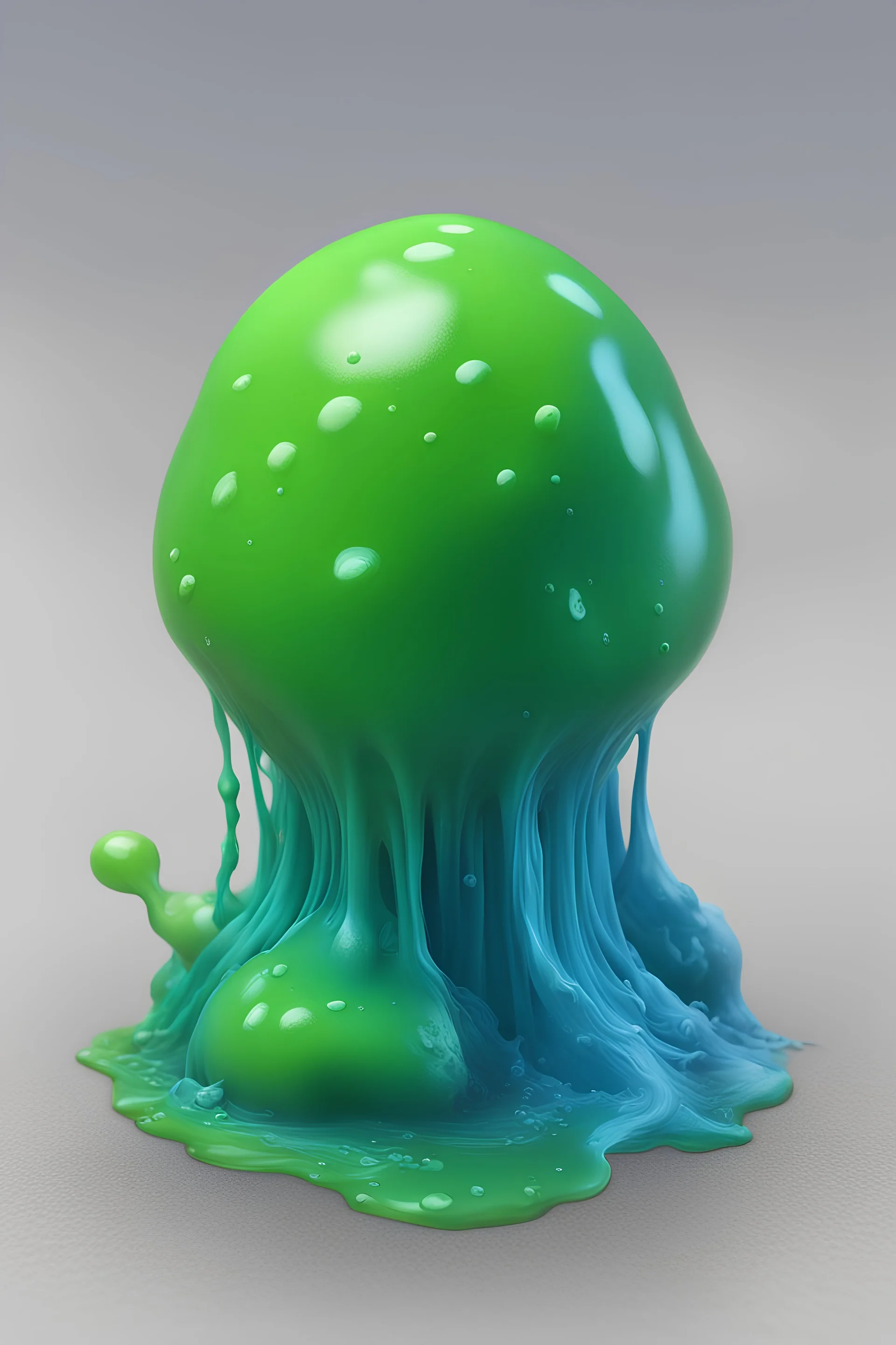 small, cute, slime, dnd, blob, ooze, realistic, blue and green