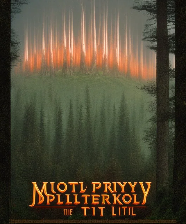 "Twin Peaks" movie poster, woods, mist, mountain, by david lynch, hotel, red and green