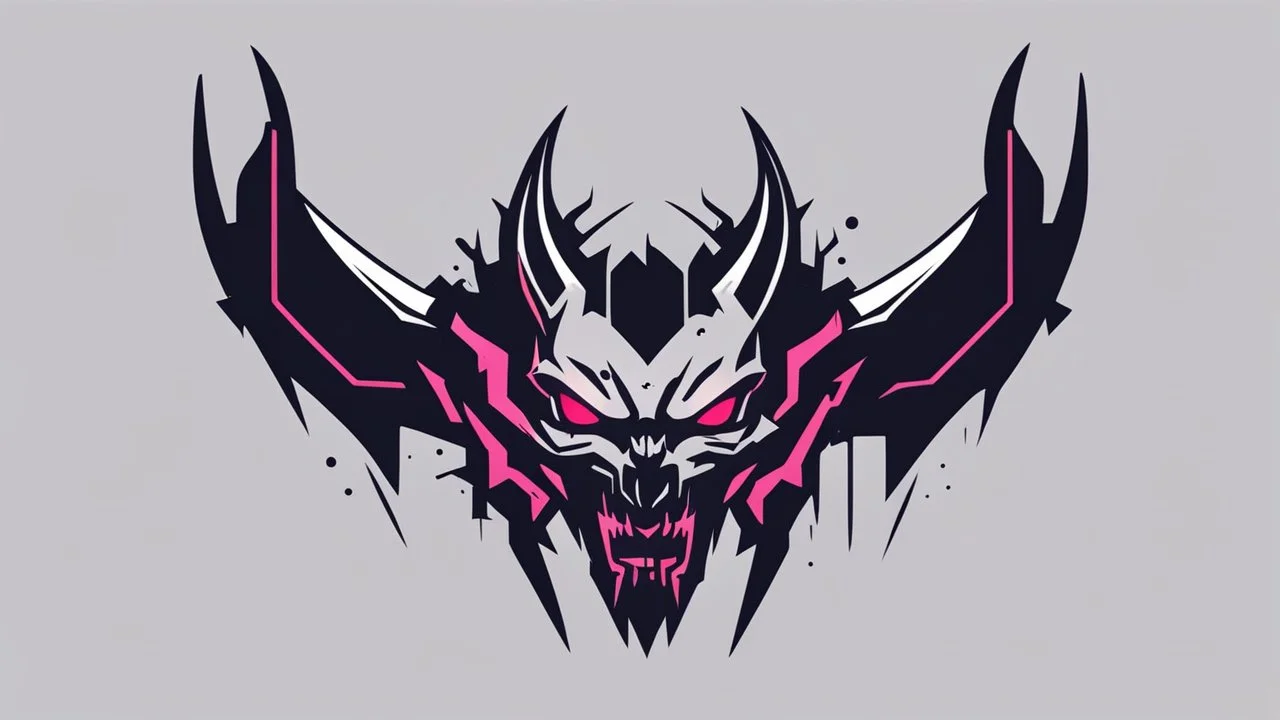 minimalistic cyberpunk demon logo