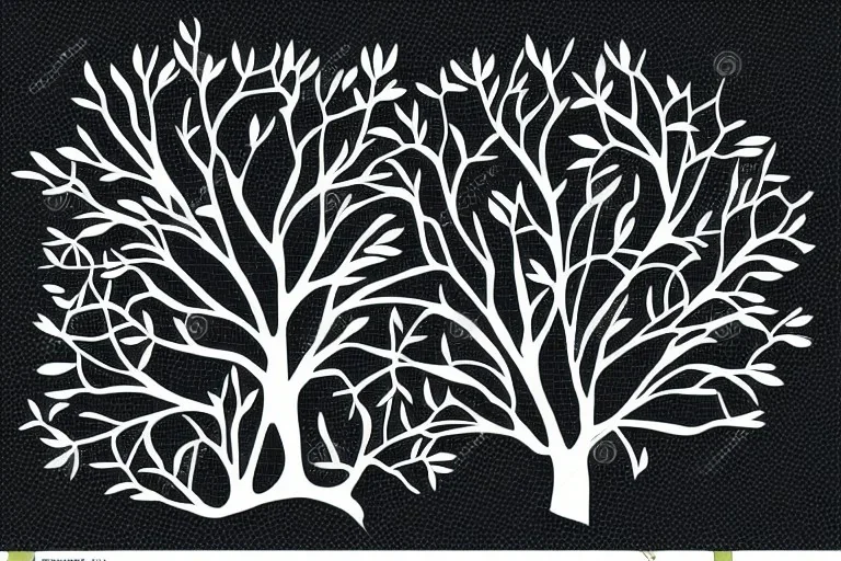 Vector tree illustration white background die cut