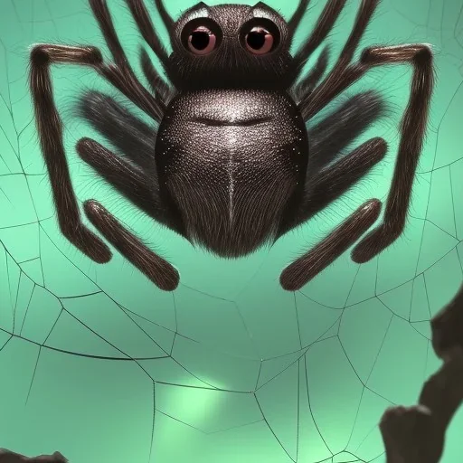 This spider is the size of a small horse, with eight long, slender legs tipped with sharp, venomous claws. Its body is covered in shimmering black fur, and its eyes glow a bright, otherworldly green. It has a pair of venomous fangs that can be extended from its mouth, and it can spin webs of magical energy to ensnare its prey. This spider is intelligent and cunning, and it is feared by all who encounter it in the realm of fantasy.