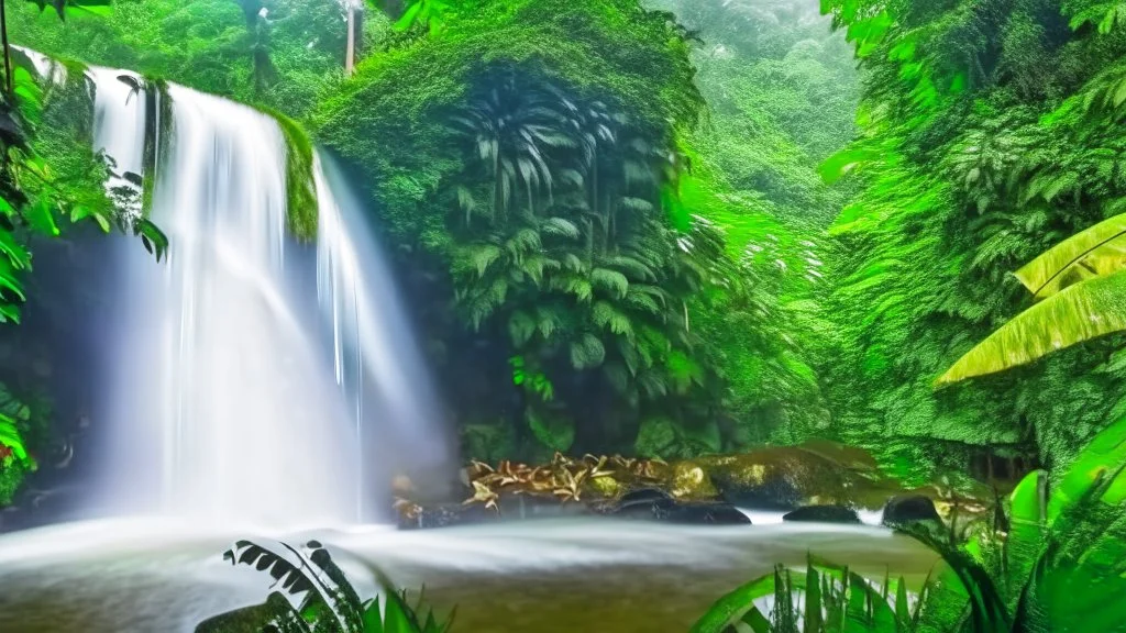 big water falls in a rain forest