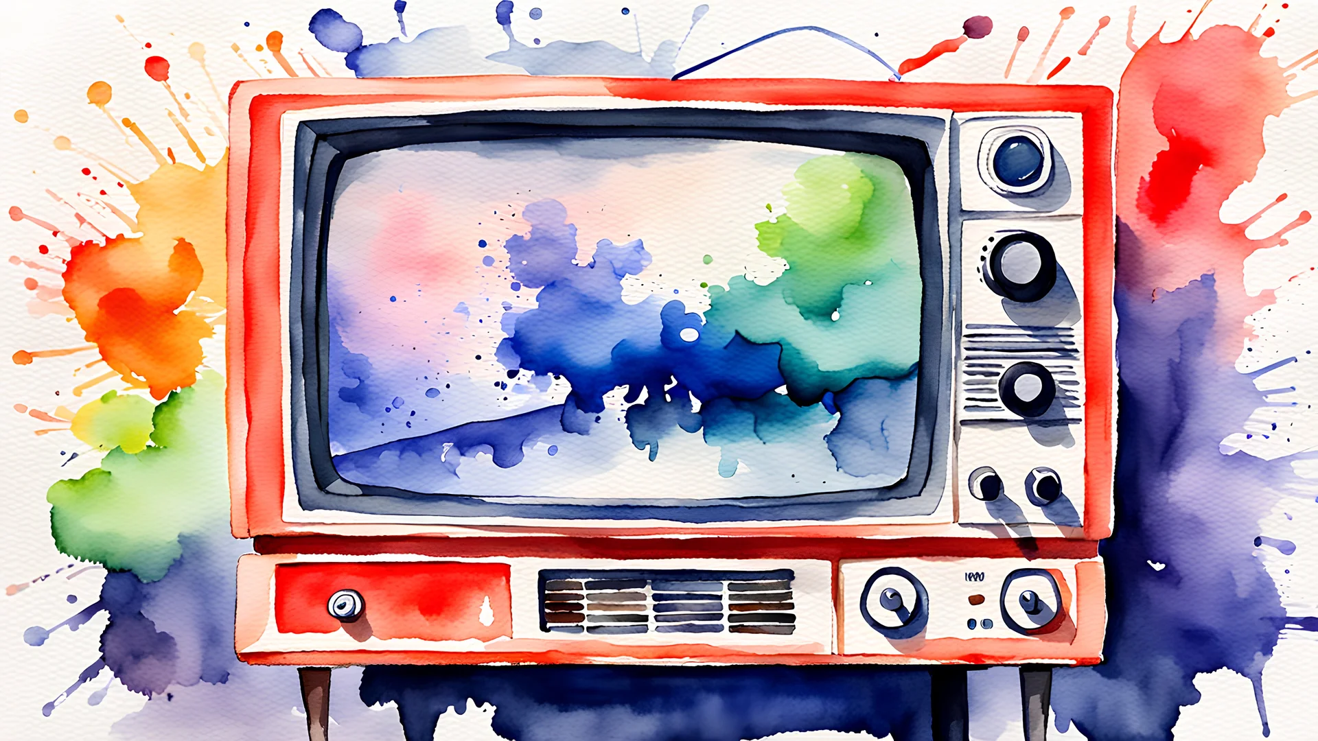 watercolor painting. News. television. TV. Radio.