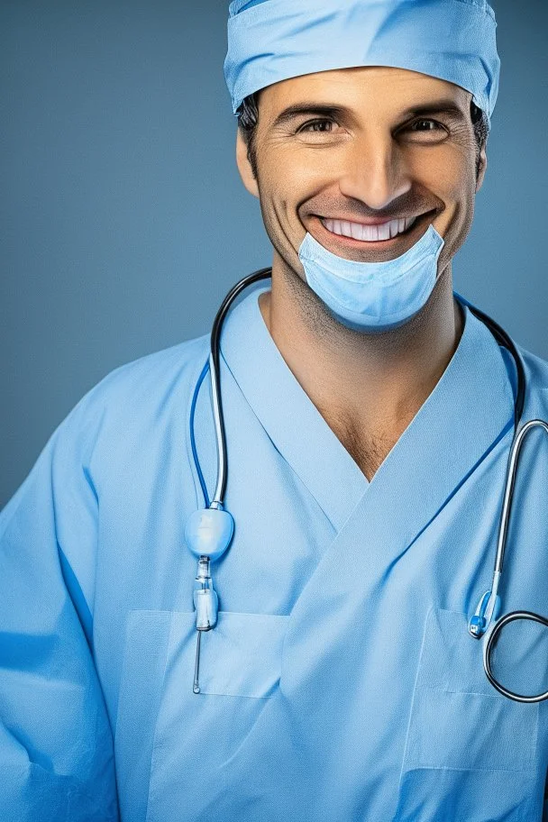 surgeon portrait smiling, scapel pose